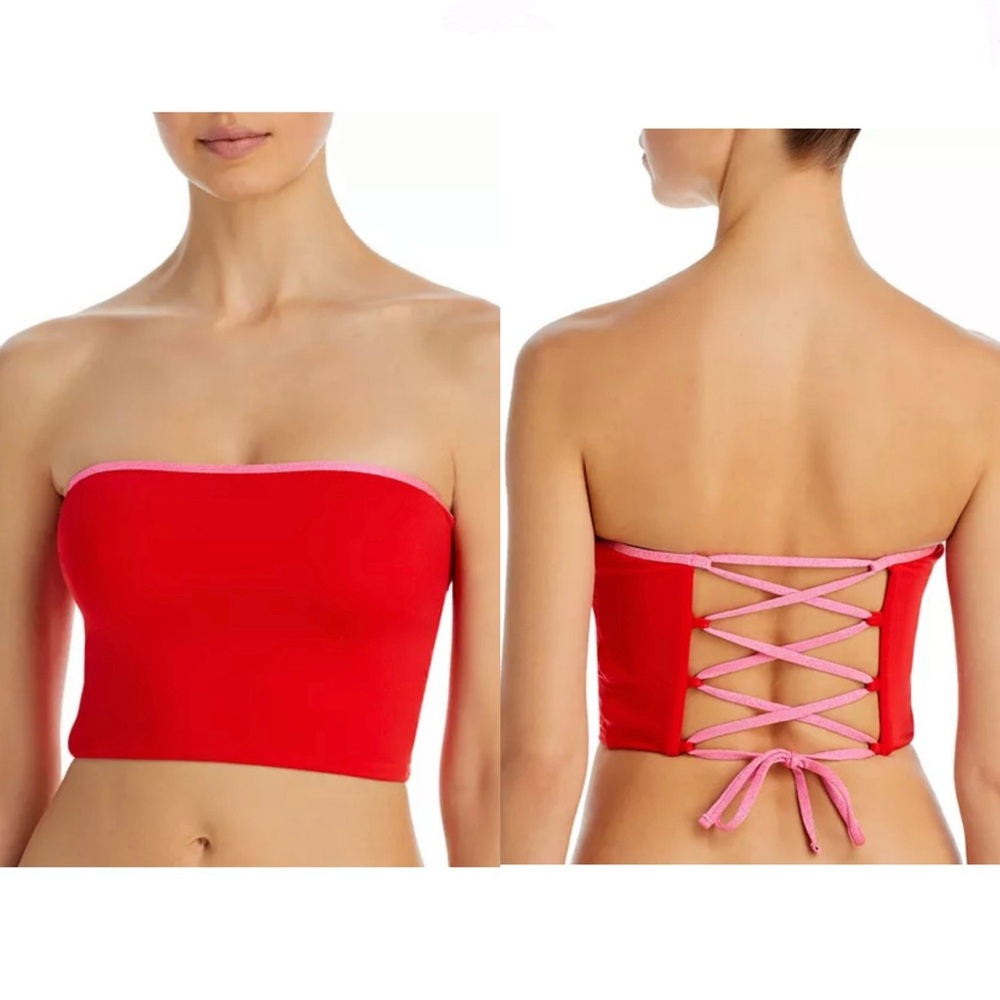 AQUA swim set. Lace up corset tankini & Bottoms